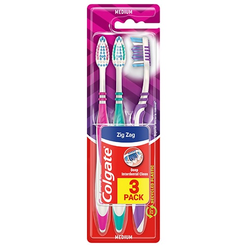 Colgate ZigZag Medium Toothbrush x3